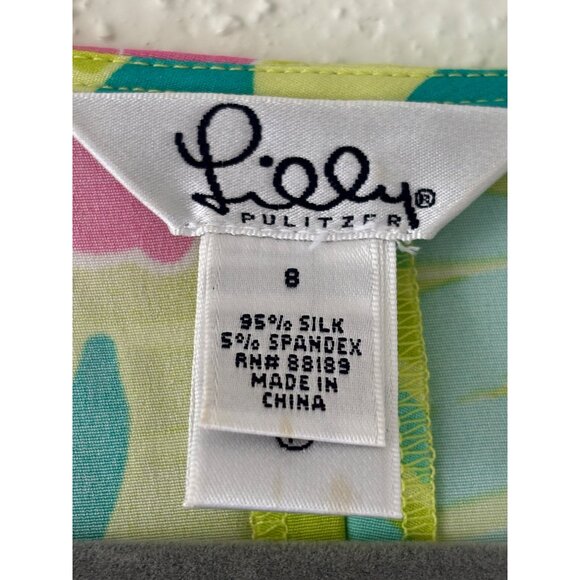 Vintage Lilly Pulitzer Floral Silk Blend  Faux Wrap Dress Size 8 - Picture 5 of 10